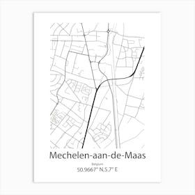 Mechelen Aan De Maas,Belgium Minimalist Map Art Print