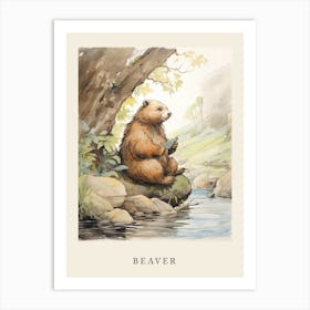 Beatrix Potter Inspired  Animal Watercolour Beaver 1 Art Print