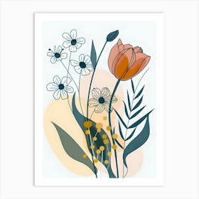 Minimalist Flower Line Art 3 Art Print