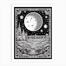 Stockholm, Sweden, Tarot Card Travel  Line Art 3 Art Print