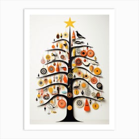 A Beautiful Christmas Tree With Ornaments Hanging Art Print