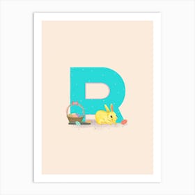 Letter R Rabbit Art Print