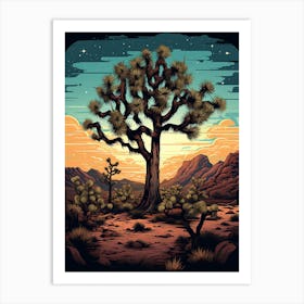  Retro Illustration Of A Joshua Tree With Starry Sky 2 Art Print