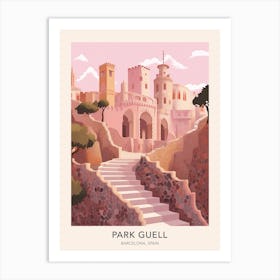 The Park Guell Barcelona Spain Travel Poster Art Print