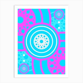 Geometric Glyph in White and Bubblegum Pink and Candy Blue n.0035 Art Print