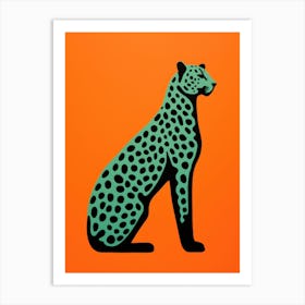 Leopard On Orange Background Art Print