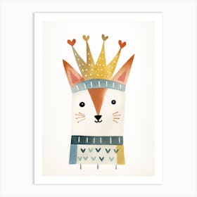 Little Fox 2 Wearing A Crown Art Print