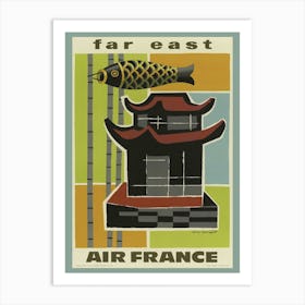 Far East Air France Vintage Travel Poster, Guy Georget, 1956 Art Print