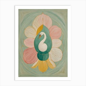 Swan Emblem In Pastel Art Print