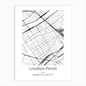 Levallois Perret,France Minimalist Map Art Print