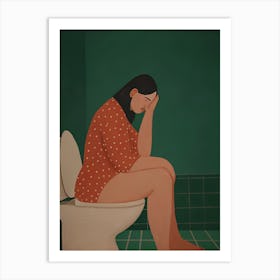 Woman in Toilet Art Print