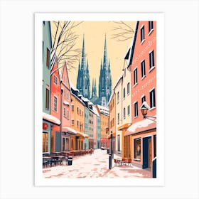 Vintage Winter Travel Illustration Cologne Germany 4 Art Print