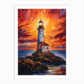 Lighthouse At Sunset Art Print