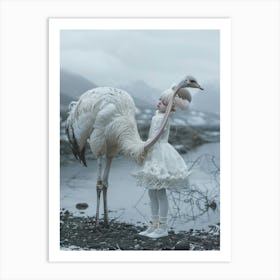 Girl And An Ostrich Art Print