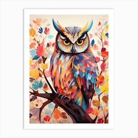 Bird Painting Collage Eastern Screech Owl 1 Art Print