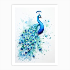 Peacock Watercolor Painting 3 Art Print