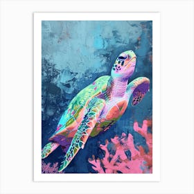Pastel Sea Turtle With The Coral 1 Art Print