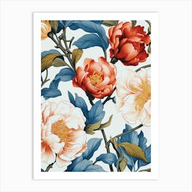 Peony Flower Pattern 6 Art Print