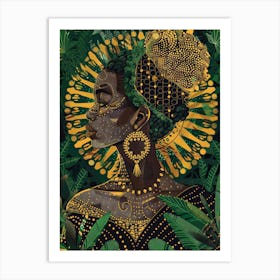 African Woman In The Jungle 3 Art Print