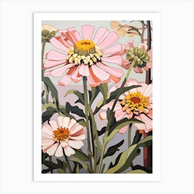 Zinnia 1 Flower Painting Art Print