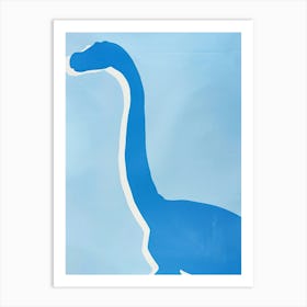 Blue Tones Dinosaur Portrait Silhouette Art Print