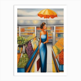 Woman In A Grocery Store Art Print