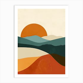 Sunset In The Mountains, Hygge Art Print