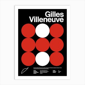 Mid Century Dark Gilles Villeneuve F1 Art Print