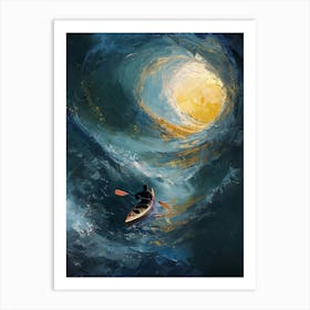 Kayaker in the Swirling Light Abstract Digital Art Art Print