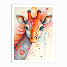 Dreamy Giraffe: A Kaleidoscope of Colors Art Print