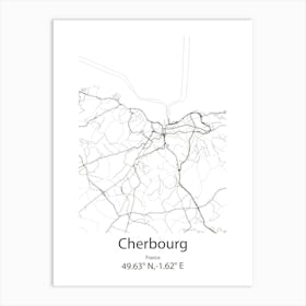 Cherbourg,France Minimalist Map Art Print