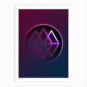 Geometric Neon Glyph on Jewel Tone Triangle Pattern 297 Art Print