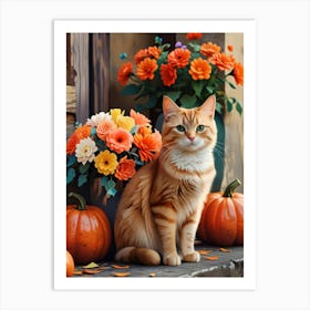 Autumn Cat 1 Art Print