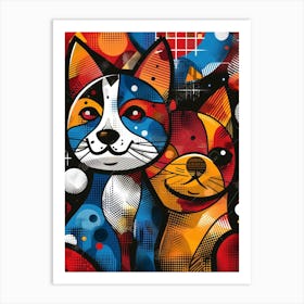 Cats In Space, Vibrant, Bold Colors, Pop Art Art Print