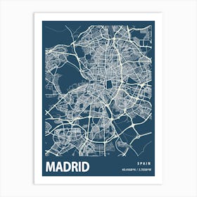 Madrid Blueprint City Map 1 Art Print