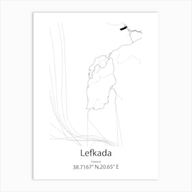 Lefkada,Greece Minimalist Map Art Print