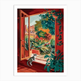 Open Window With Cat Matisse Style Art Print