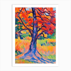 Shagbark Hickory 1 tree Abstract Block Colour Art Print