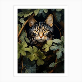 Contemporary Floral Cat 3 Art Print