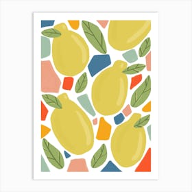 Terrazzo Leafy Lemons Art Print