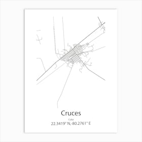 Cruces,Cuba Minimalist Map Art Print