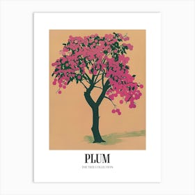 Plum Tree Colourful Illustration 3 Poster Art Print