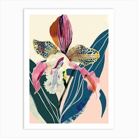 Colourful Flower Illustration Monkey Orchid 3 Art Print