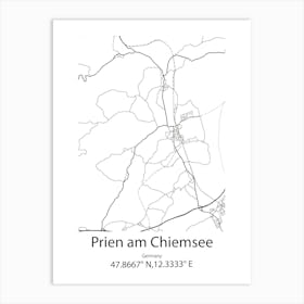 Prien Am Chiemsee,Germany Minimalist Map Art Print