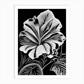 Hibiscus Leaf Linocut 2 Art Print
