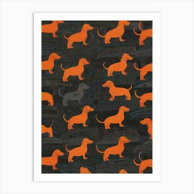 Orange Dachshunds Art Print