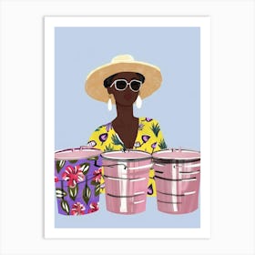 African Woman With Buckets Art Print