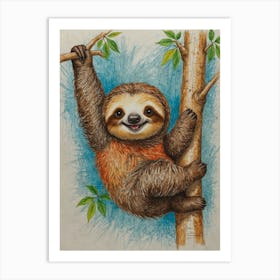 Sloth Hanging In Tree 4 Art Print