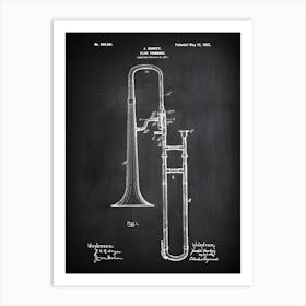 Trombone Player Gift, Trombone Teacher Gift, Trombone, Trombone Gifts, Trombone Art, Trombone Decor, Trombone Blueprint Patent, Mt6811 Art Print