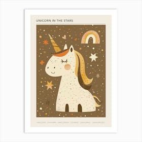 Unicorn & Stars Muted Pastels 1 Poster Art Print